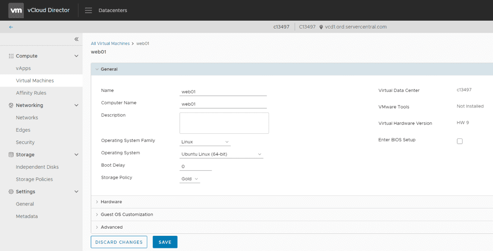 VM parameters