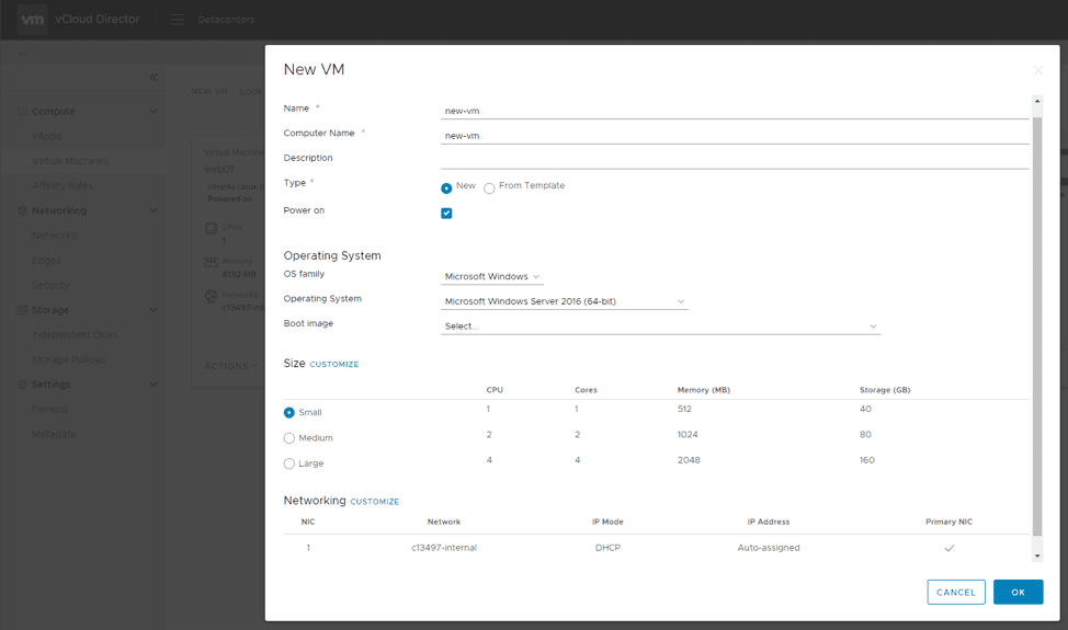 Create a new VM