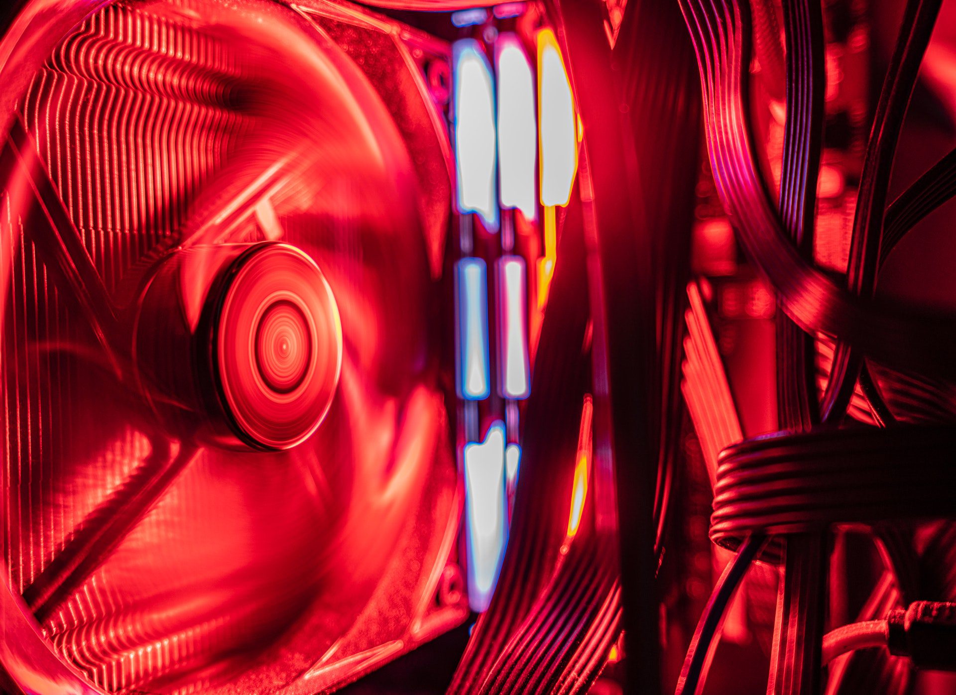 Computer exhaust fan with red light overlay